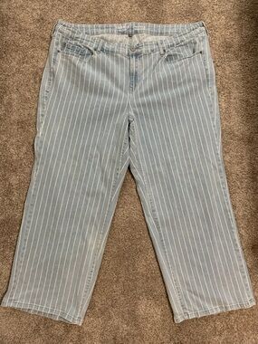 Torrid Women's Perfect Wide Leg Vintage Stretch Jeans Light Wash Striped 22R